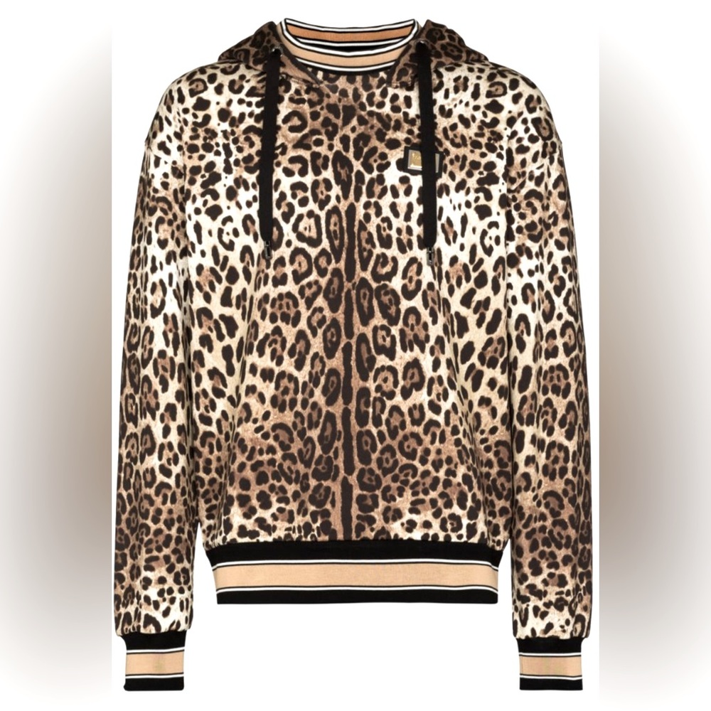 Dolce & Gabbana Leopard Print Cotton Hoodie
